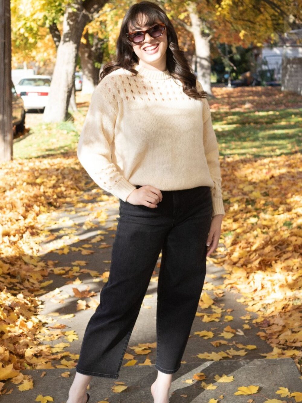 Cream Open Knit Sweater
